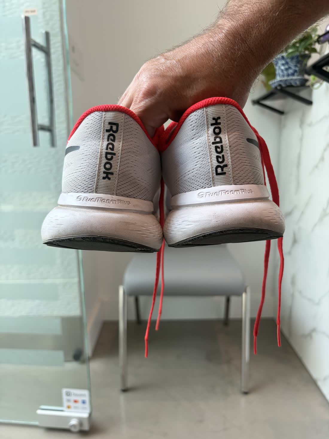 Both shoes from behind